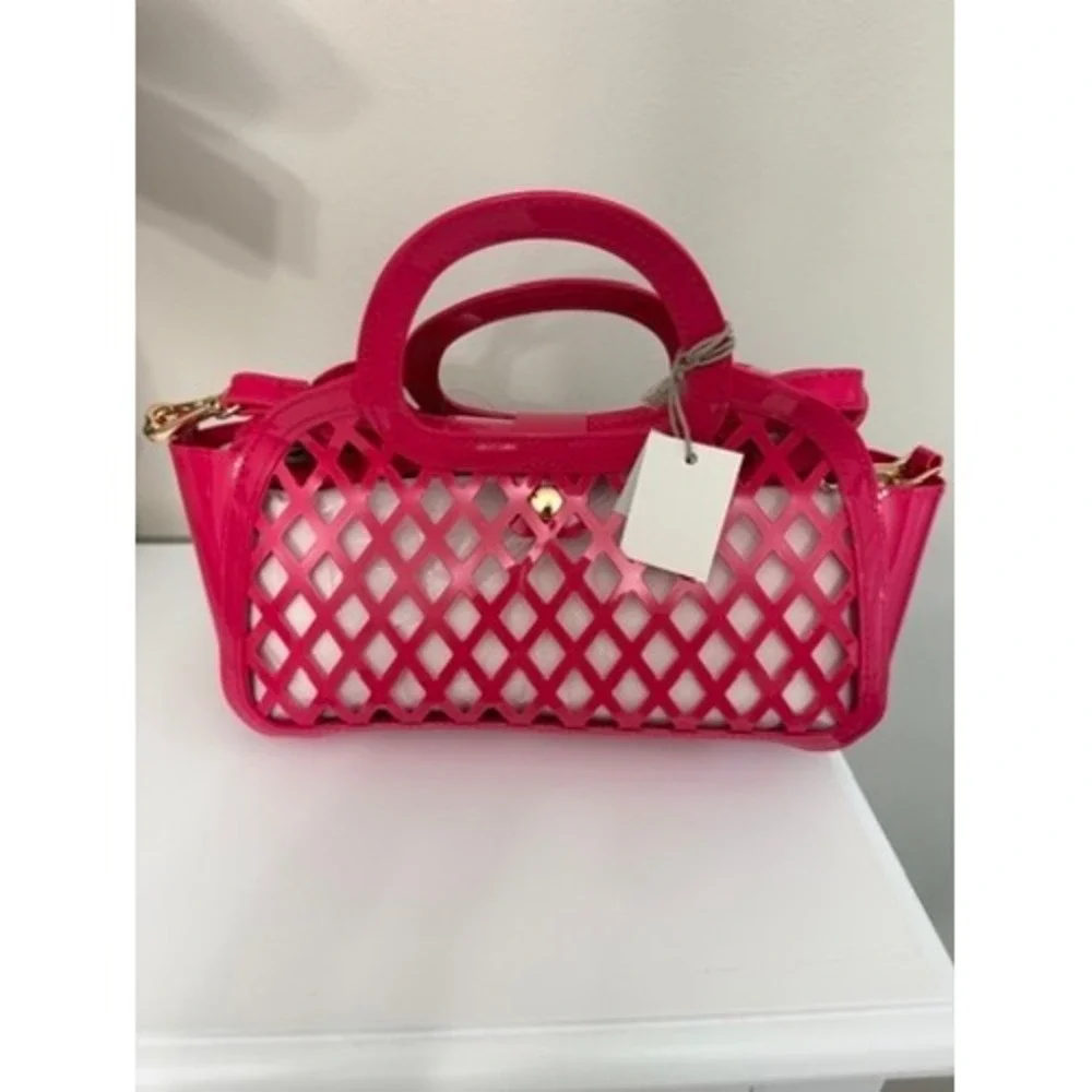 A New Day Jelly Mini Cage Tote Crossbody Bag Womens OS Magenta Pink NWT
